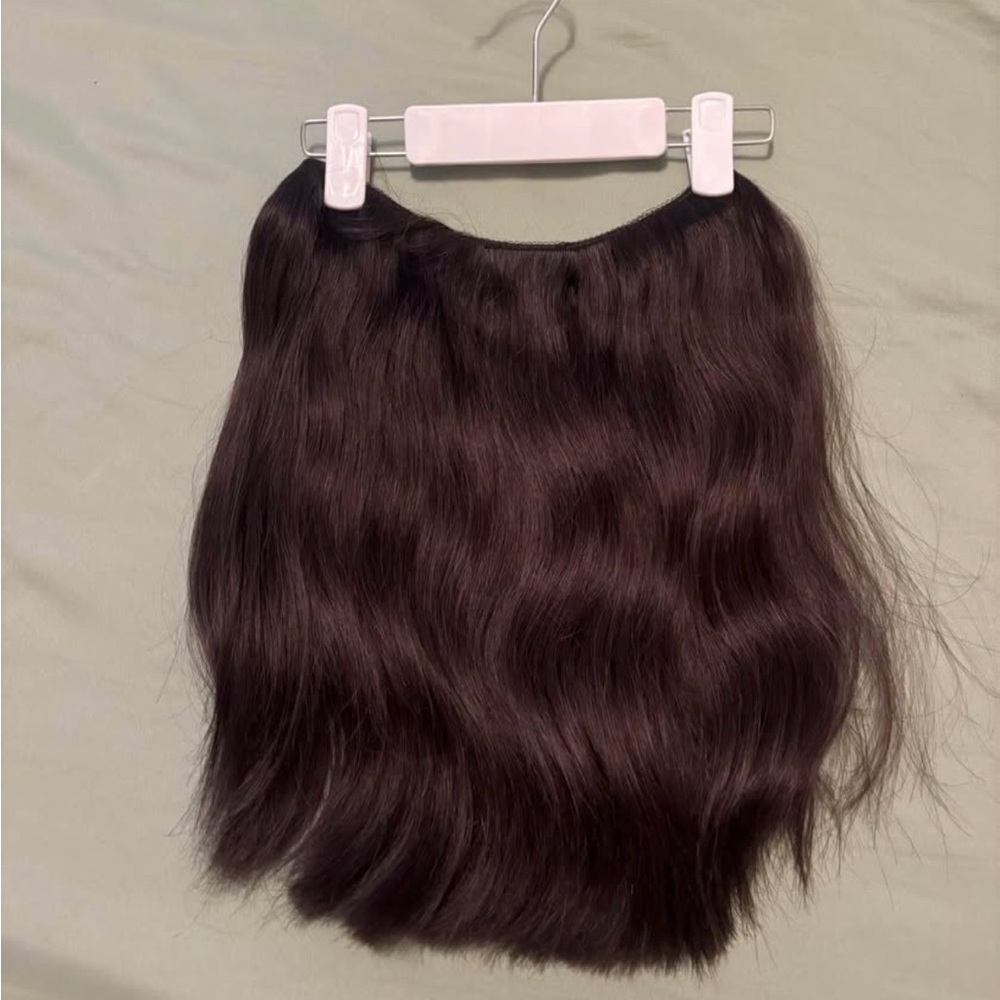 Dark brown hidden crown halo extension professionally cut